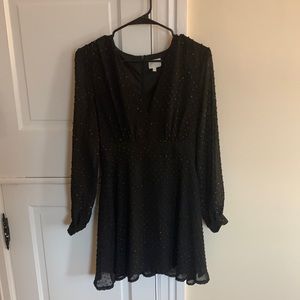 Black long sleeve dress with gold details
